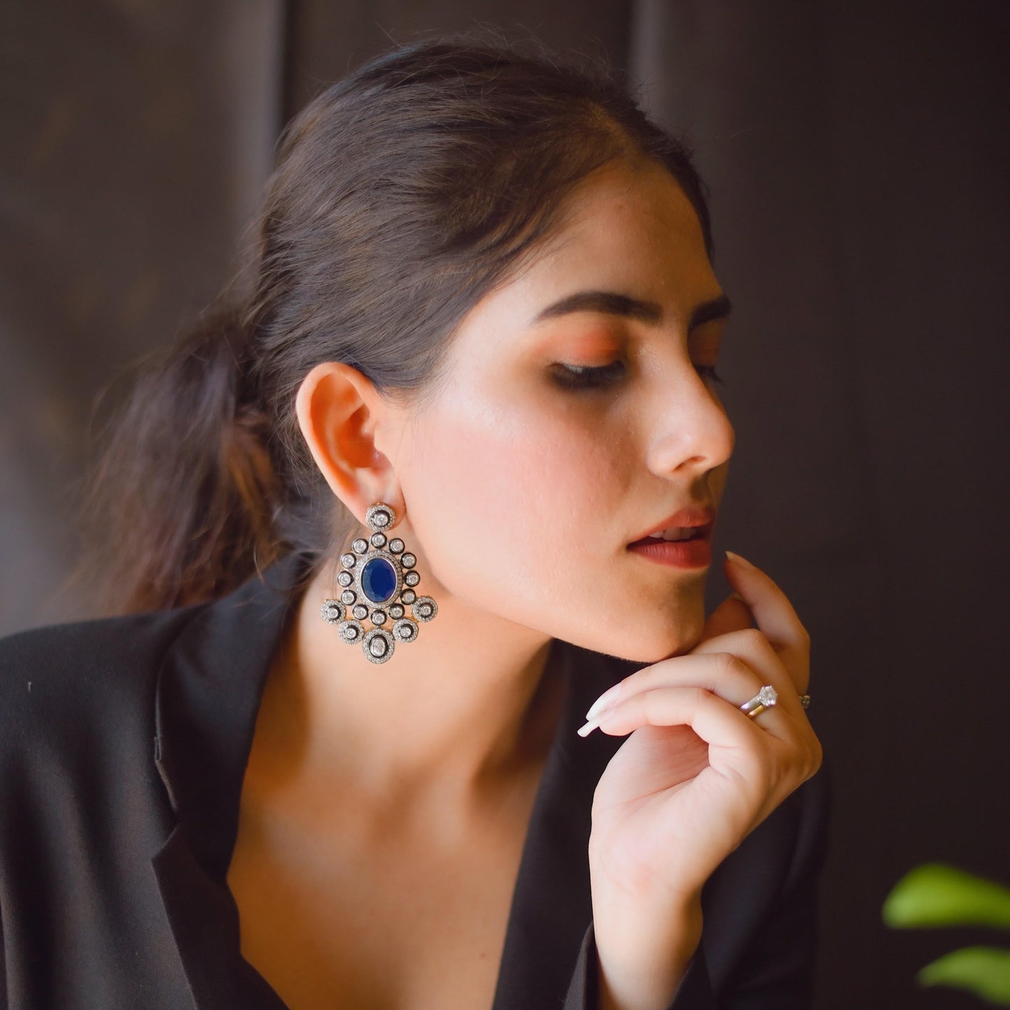 Pearls Neckpiece Set With Doublet Stone In Hydro Blue