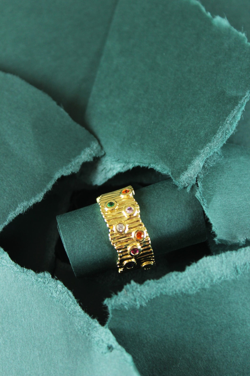 Golden Multticolor Ring