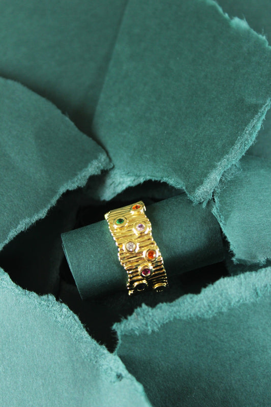 Golden Multticolor Ring