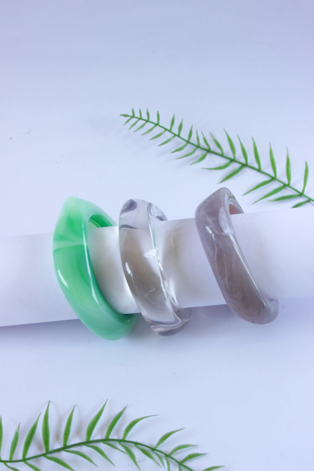Chunky translucent bracelets with glossy finished colours