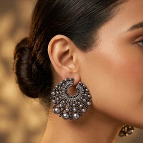 Black and Grey Statement Studs