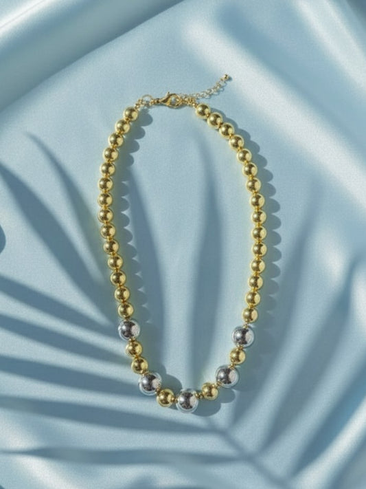 Silver & Golden Mix Glossy Balls Neckpiece
