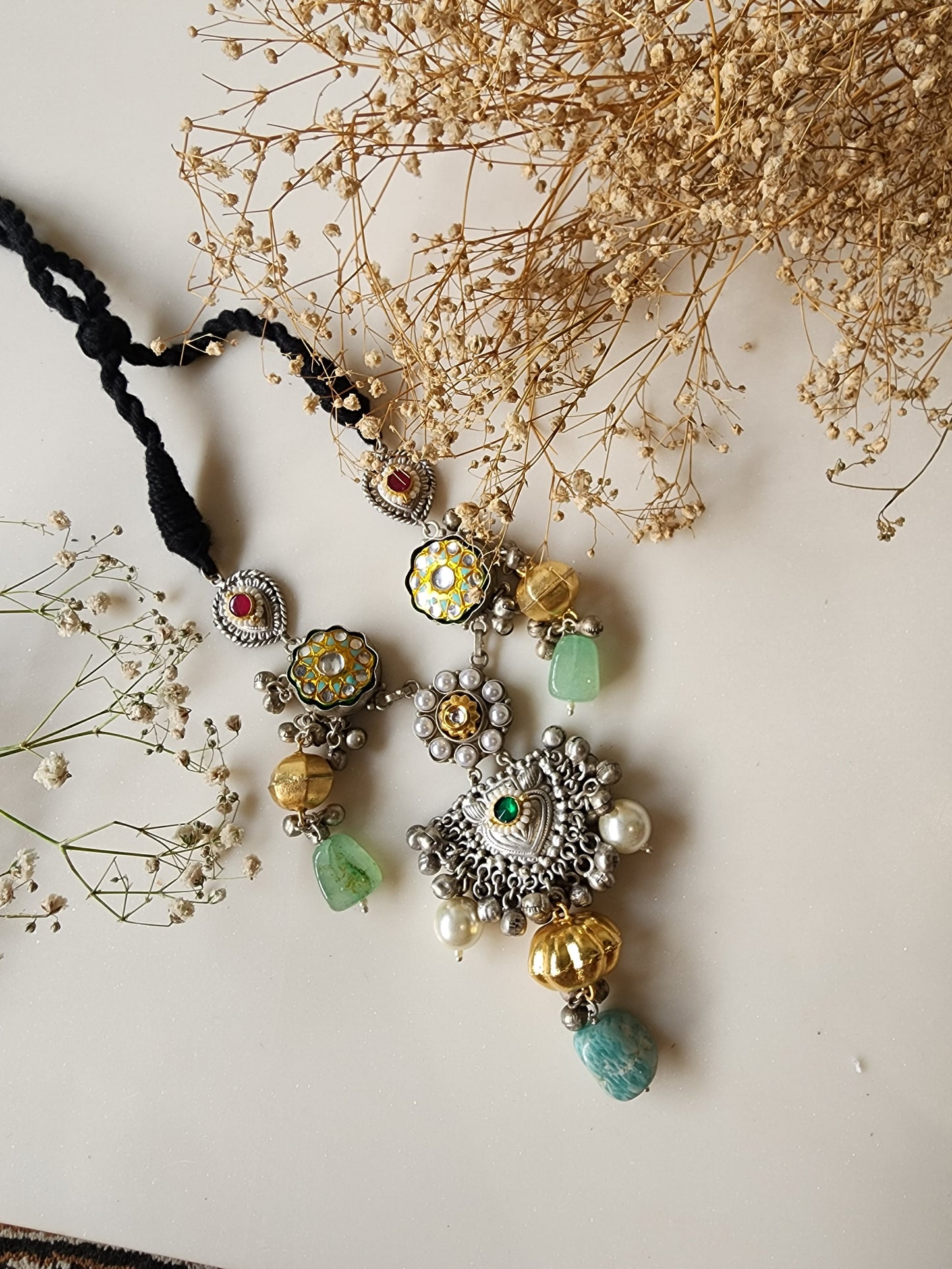 Silver Choker With Mix Stone
