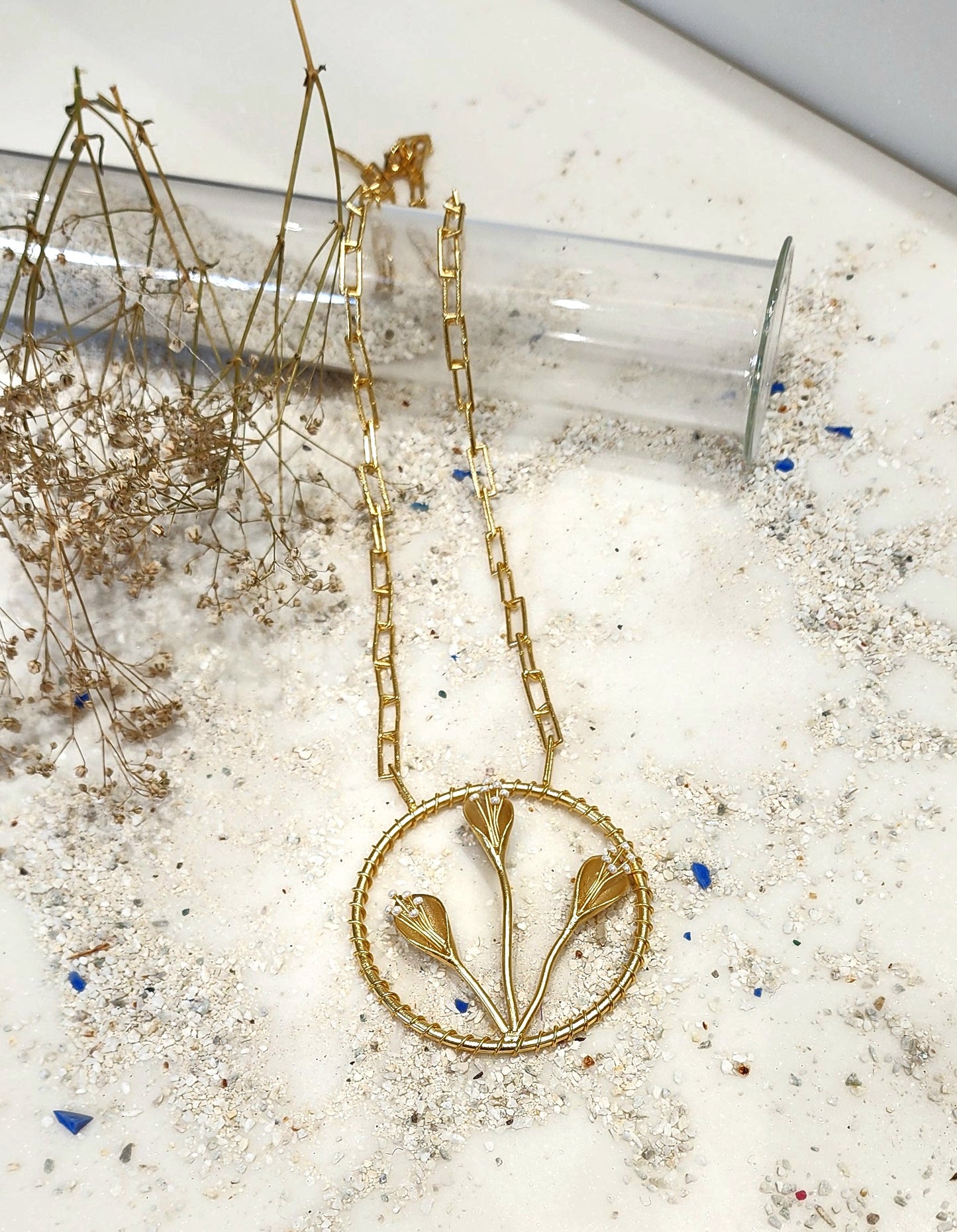 Golden Chain With Flower Pendent