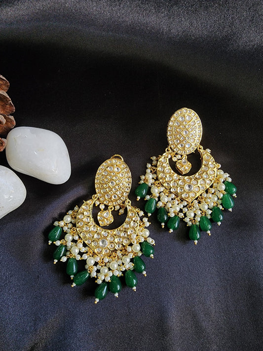 Pearl Green Stone Chandelier Earring