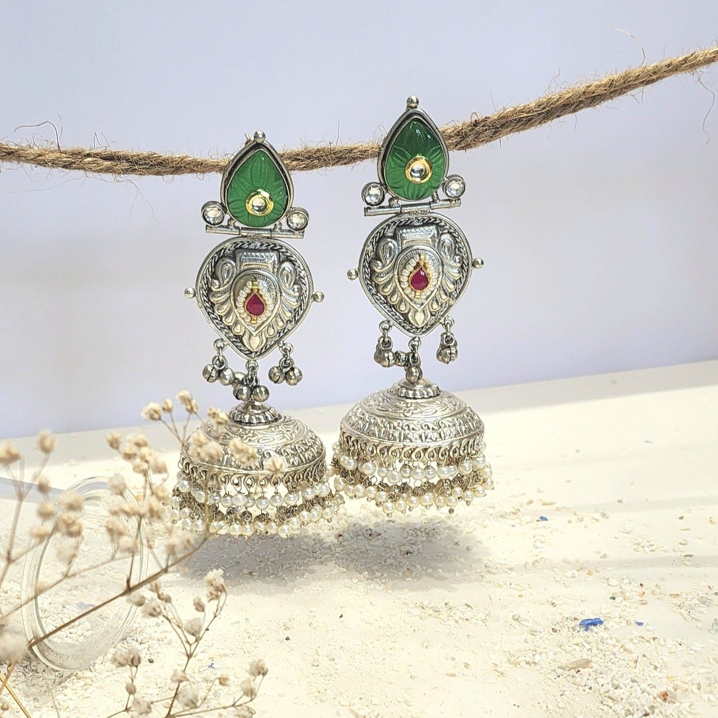 Statement Long Earring With Big Jhumka