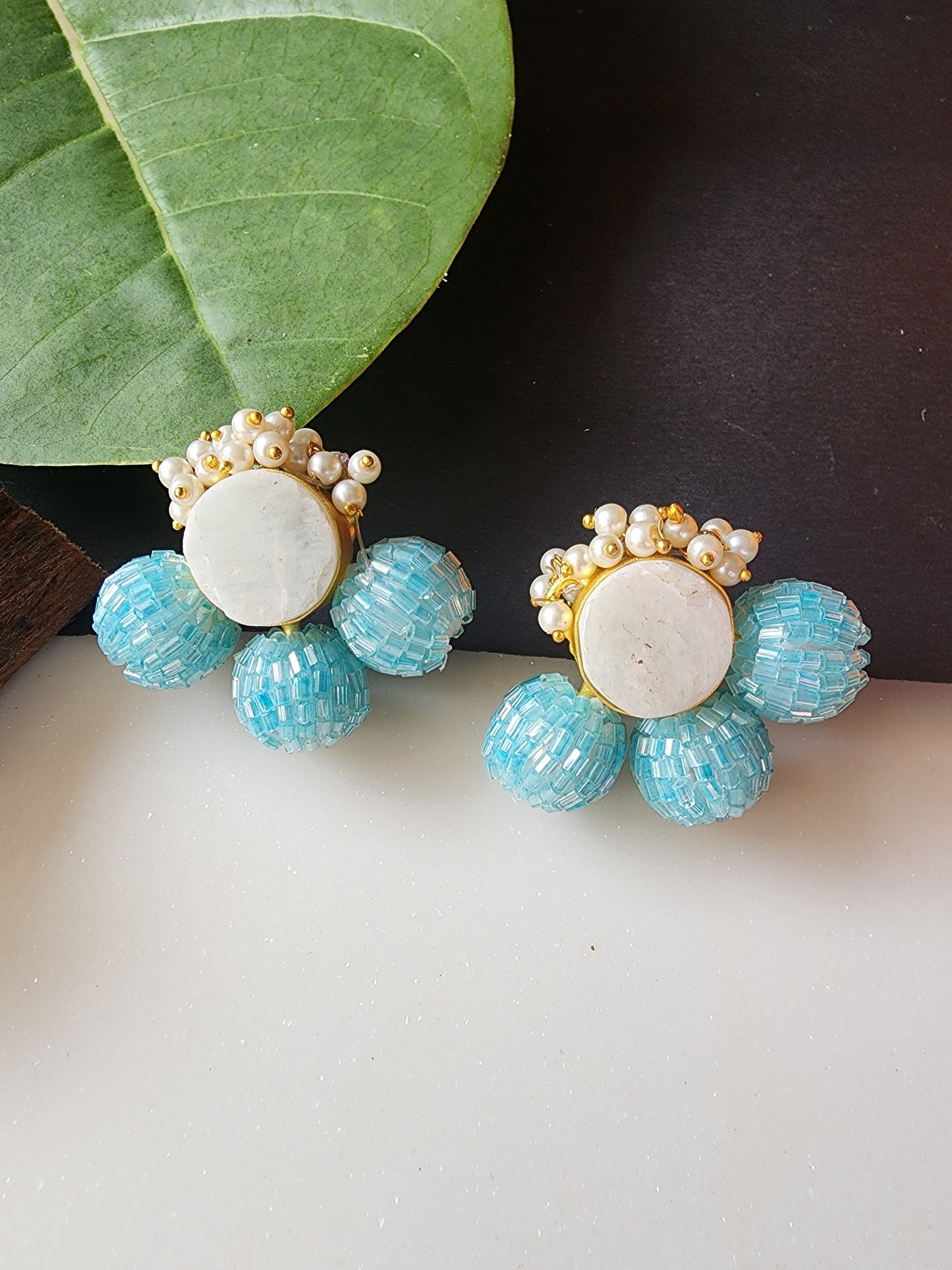 Pink Stud With Semi Precious Stone