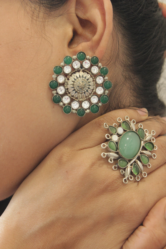 Semi Precious Statement Studs - The Bling Girll