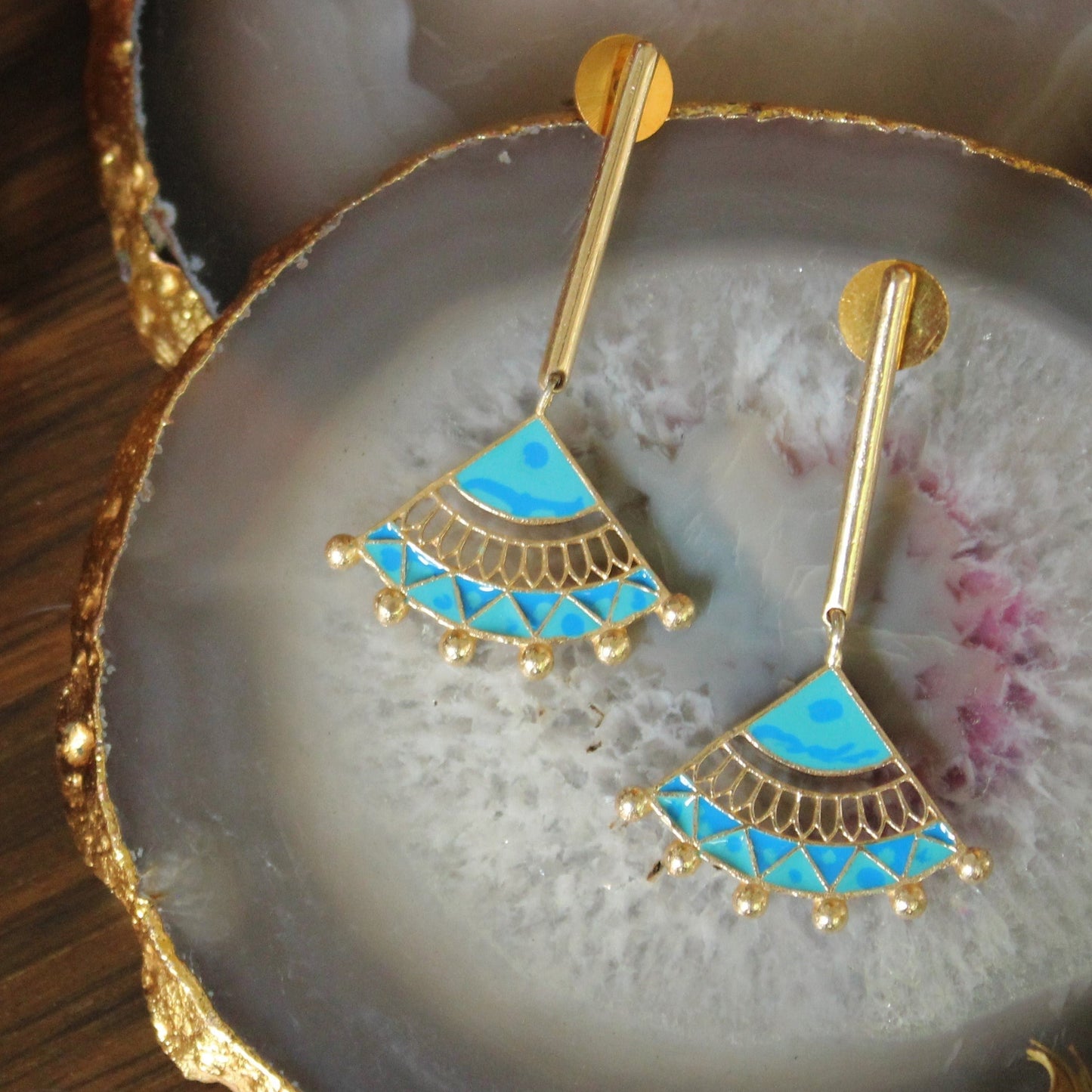 Hand painted Light Weight Long Drop Earring