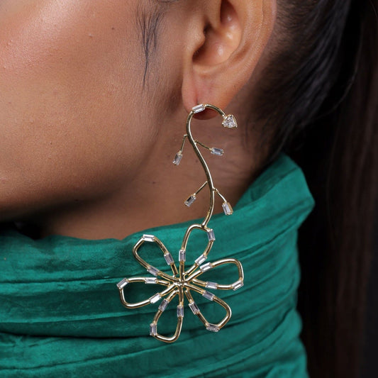 Geomatric Flower Design Long Dangler