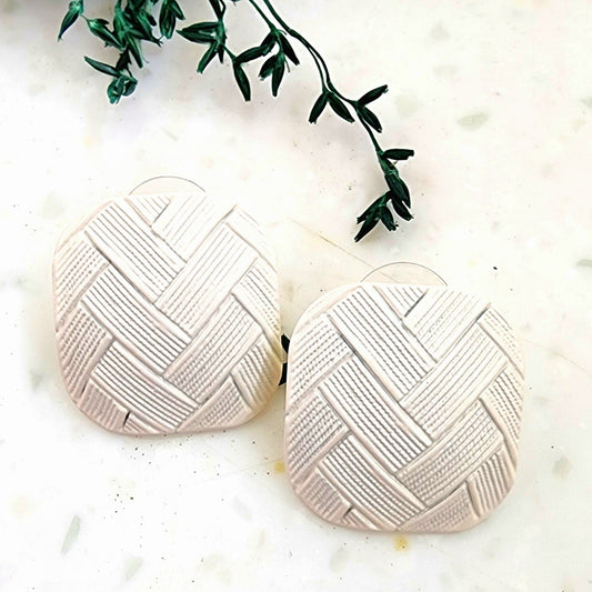 Square Textured Stud Earring