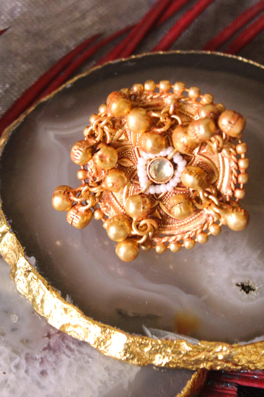Statement Gold finish ring with Motif