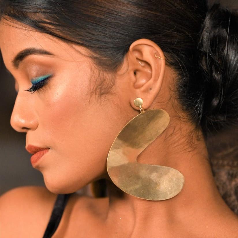 Heart Shape Golden Dangel & Drop Earring