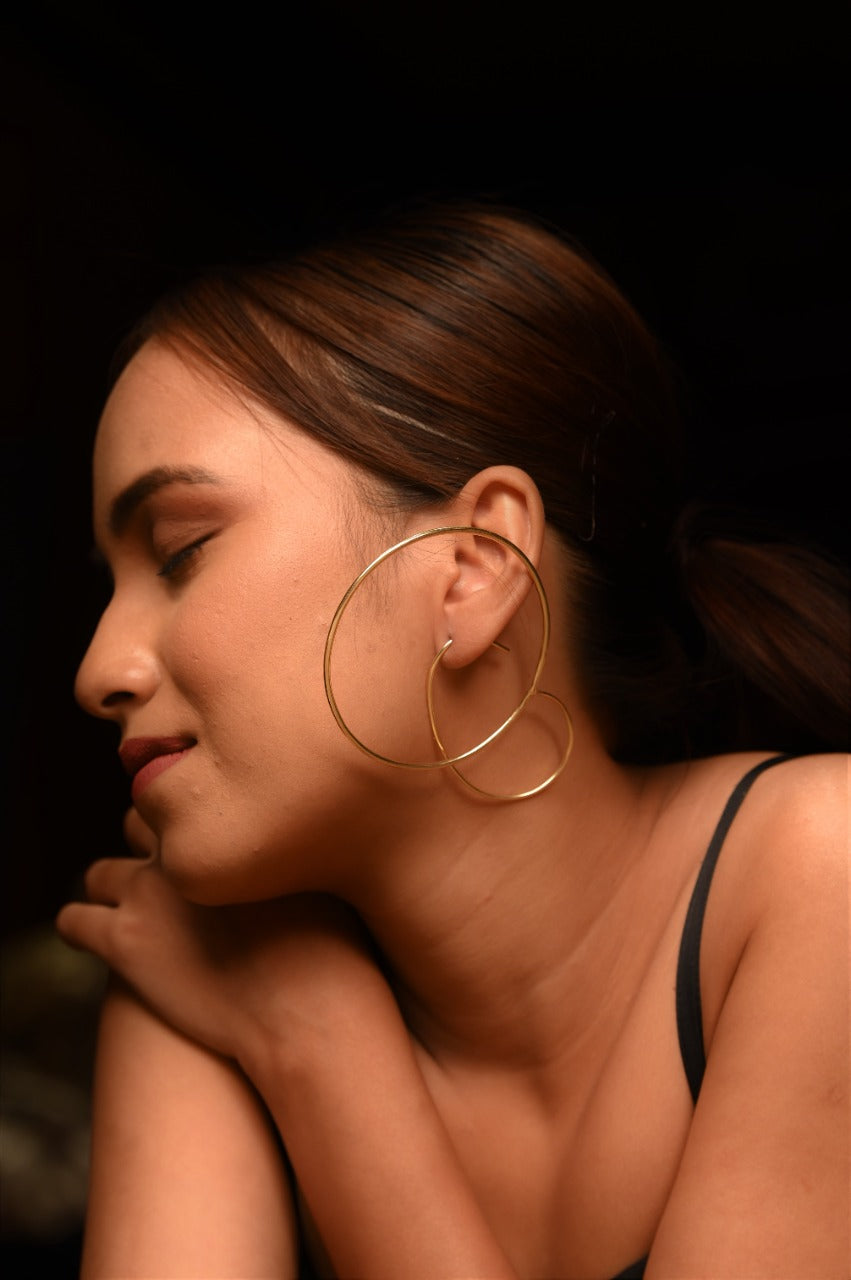 Gold Geometrical Hoops Earring