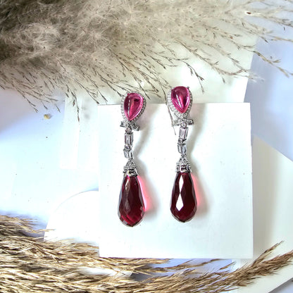 Crystal Stone Long Tassel Water Drop Earring