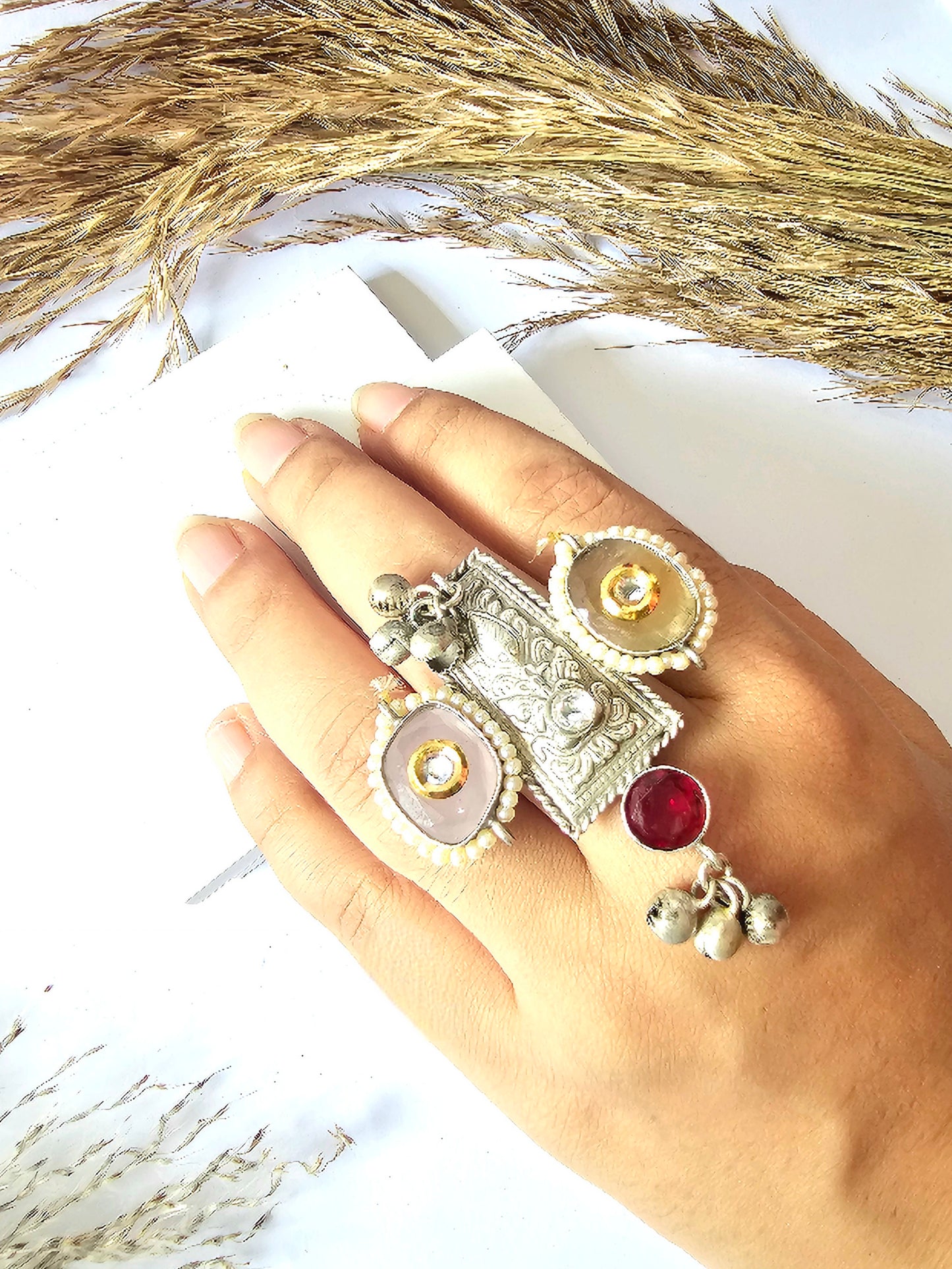Silver Statement Ring With Stone