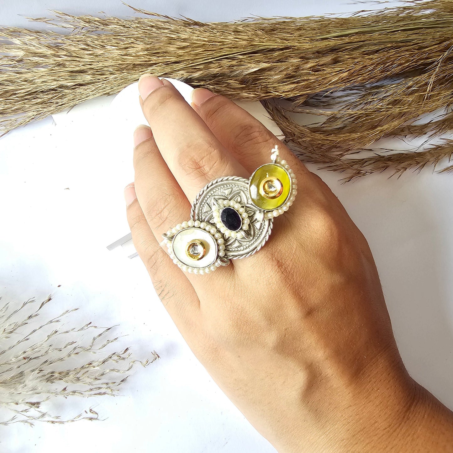 Silver Sapphire Stone Ring