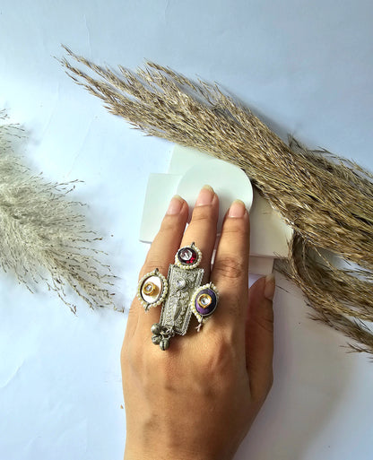 Silver Statement Ring With Stone