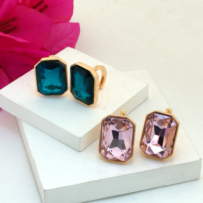 Square Crystal Stone Stud Earring