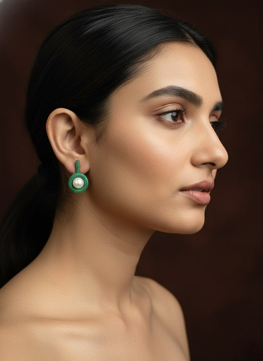 Pearl And Synthetic Stone Drop Earring