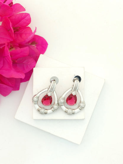 Enamelled Doublet And Stone Earring