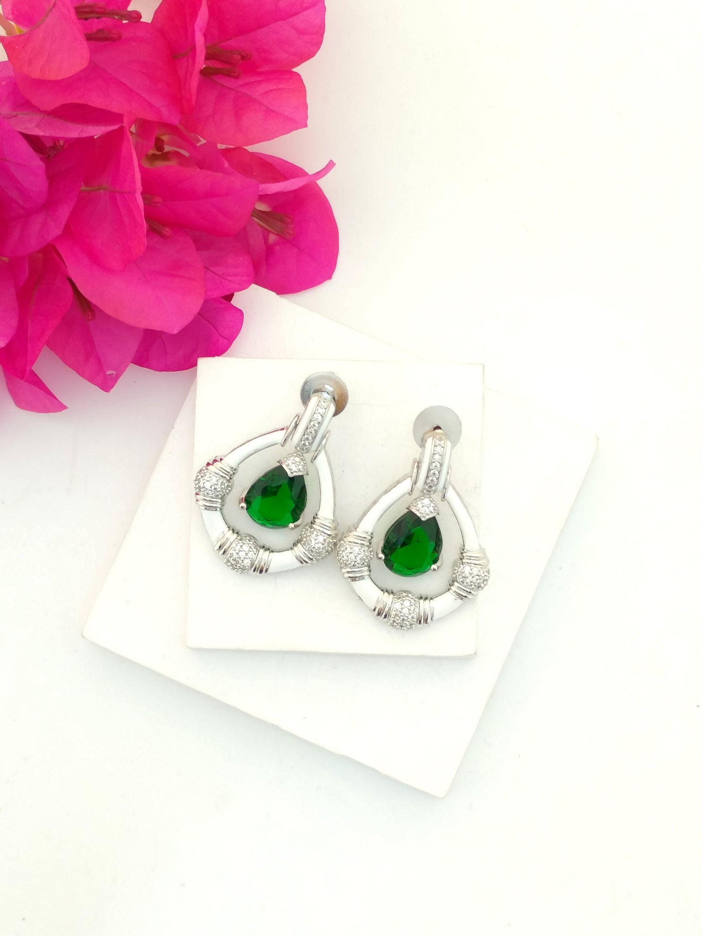 Enamelled Doublet And Stone Earring