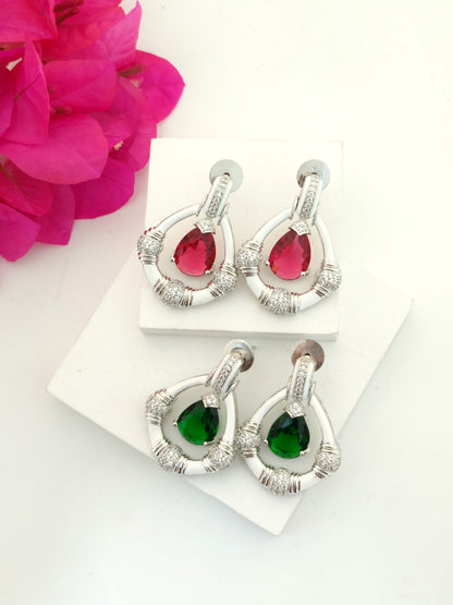 Enamelled Doublet And Stone Earring