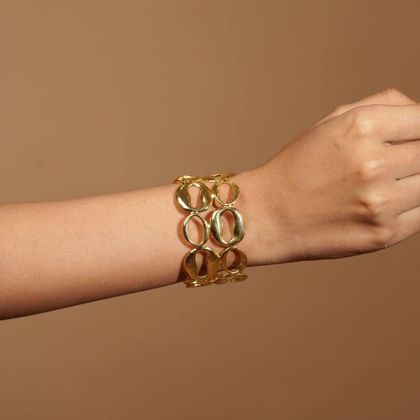 Golden Two Layaed Circle Cuffa Bracelet