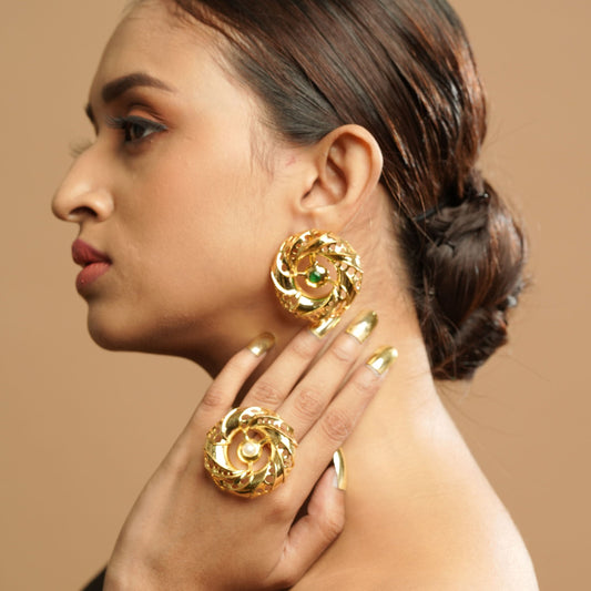 Golden Flower Stud Earring