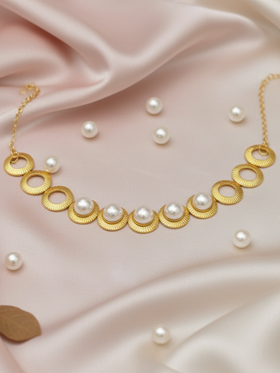 Round Shape Pearl Choker Necklace Set
