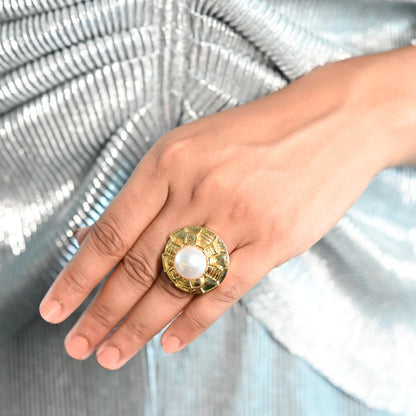 Golden Ring With Pearls