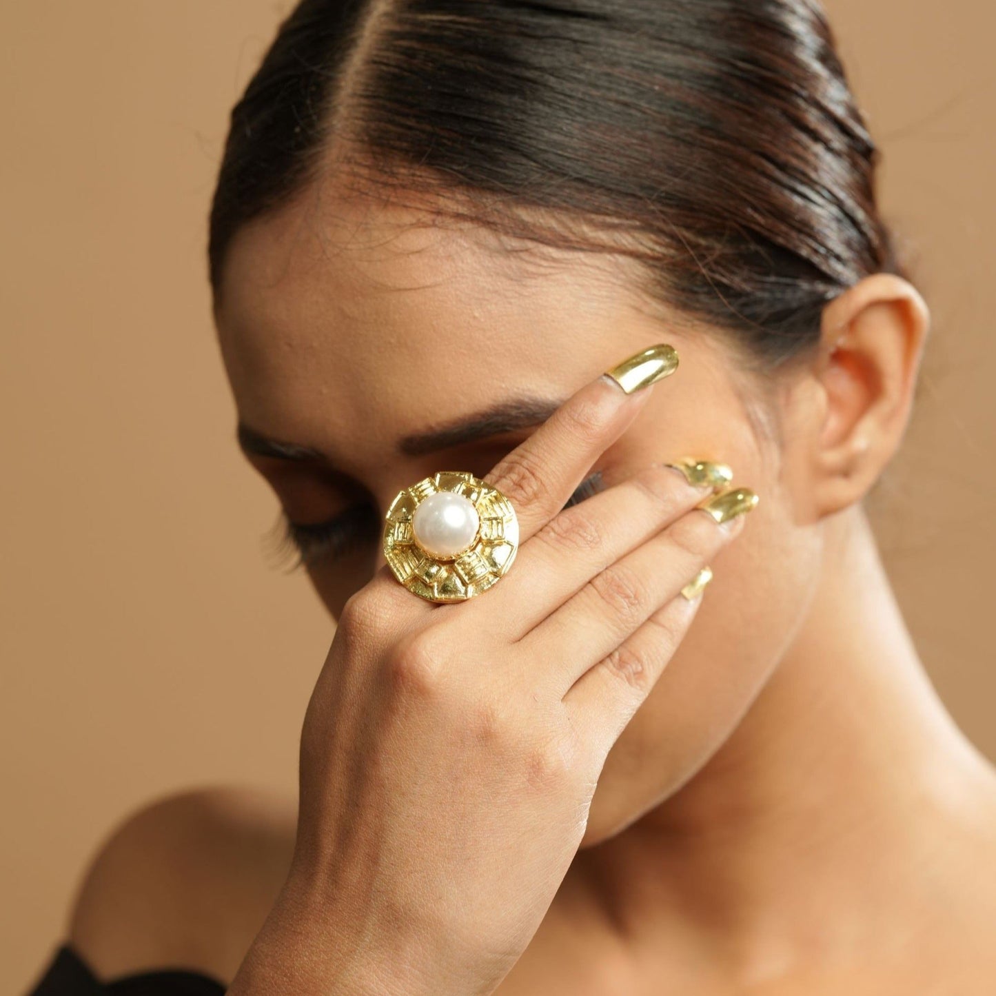 Golden Ring With Pearls