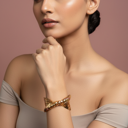 Golden Silver Chunky Bracelet