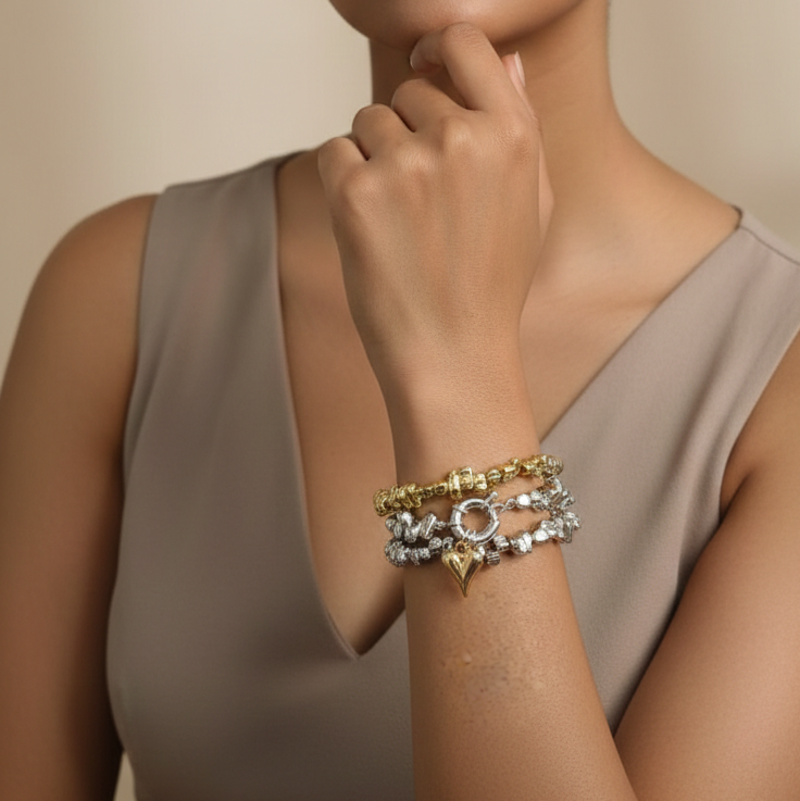 Luxury Triple Layer Charm Bracelet Set for Women  Premium Statement Jewelry