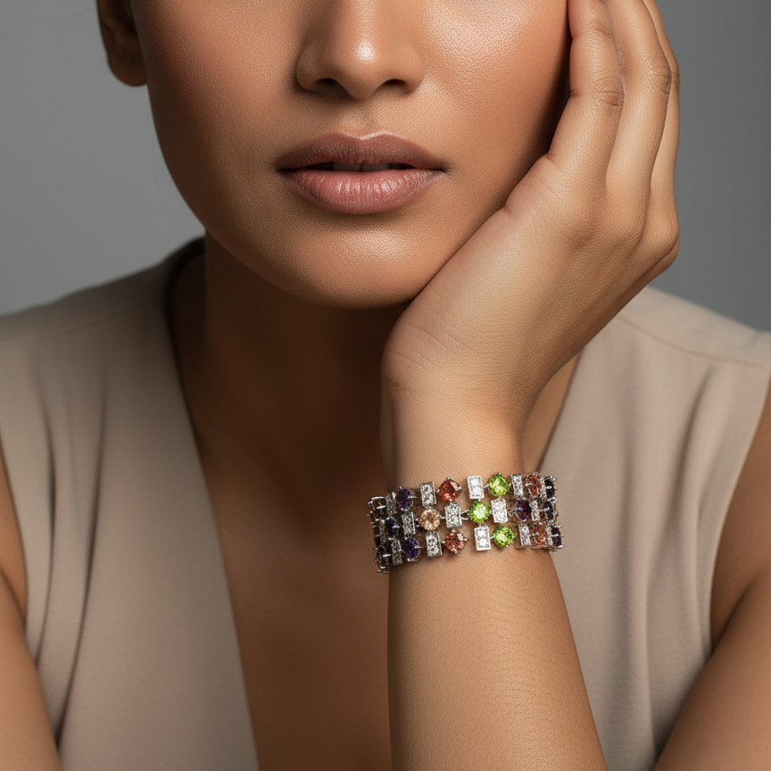 Luxury Multicolor Crystal Tennis Bracelet for Women Premium Statement Jewelry