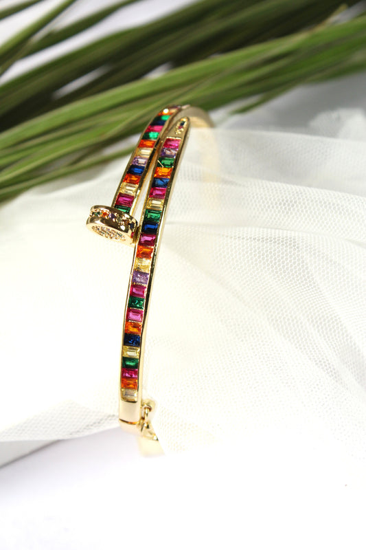 Rainbow Crystal Stone Openable Bracelet