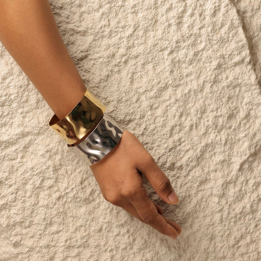 Beaten Glossy Cuff Bracelet