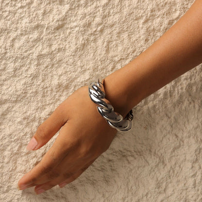 Criss Cross Curd Glossy Cuff Bracelet