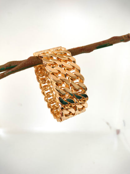 Dual Curb Golden Chain Bracelet