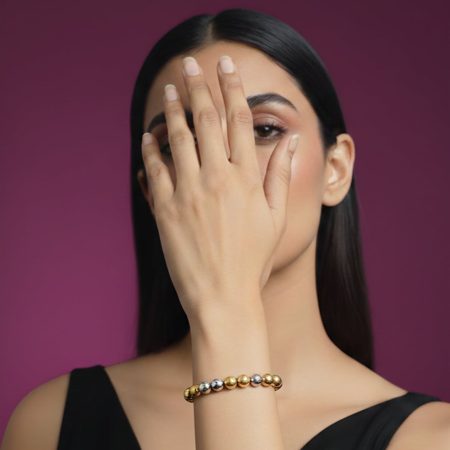 Glossy Balls Anti Tarnish Adjustable Slider Bracelet For Women