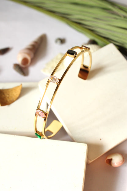 Rainbow Multicolour Stone Cuff bracelet