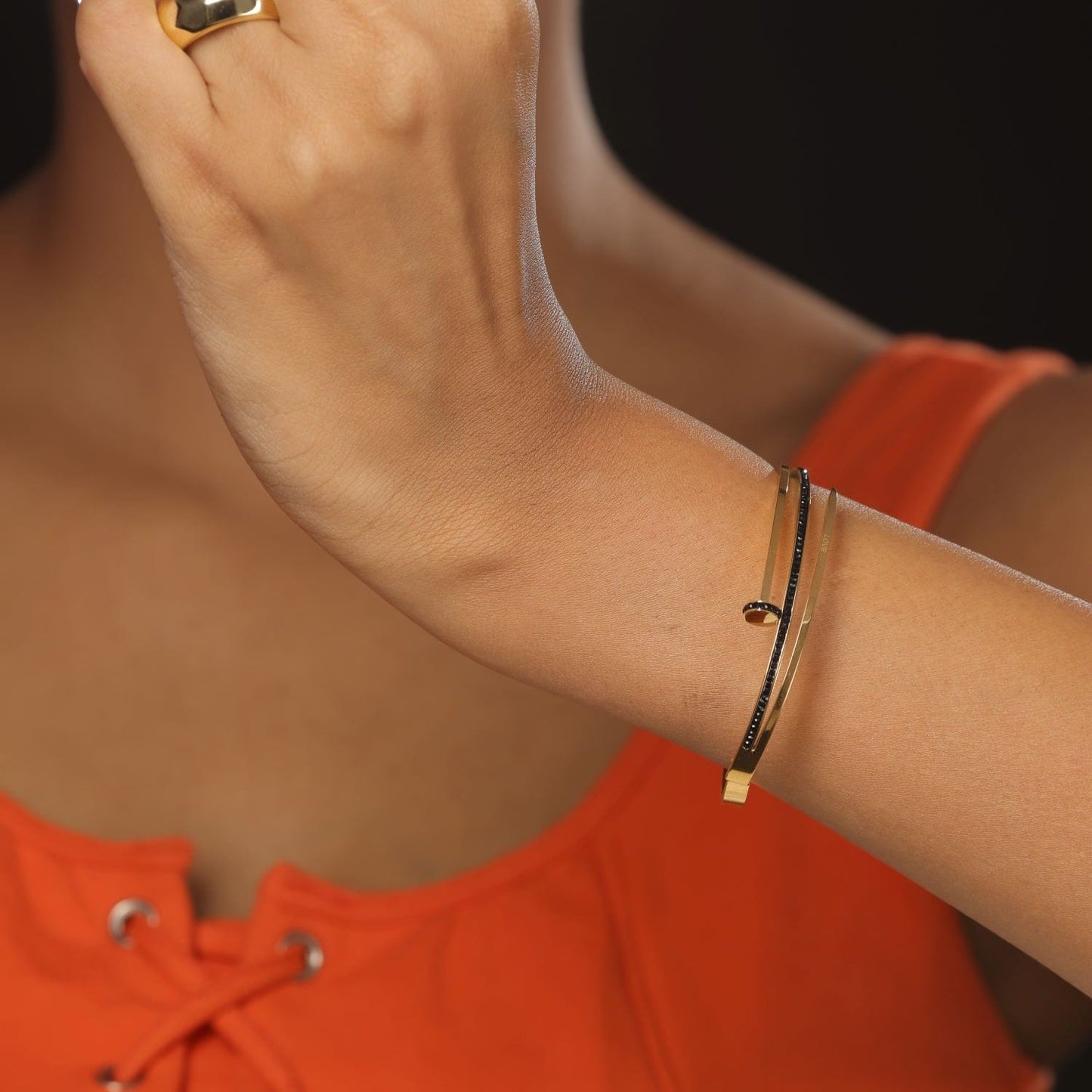 Black Diamond With Golden Bracelet