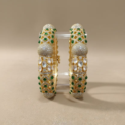 Emerald Kundan Luxe Diamond Bangles