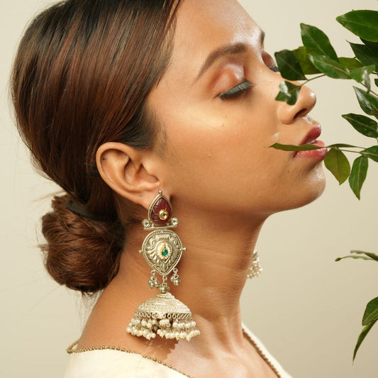 Statement Long Earring With Big Jhumka