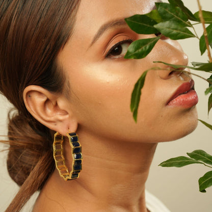 Golden Hoops With Stone