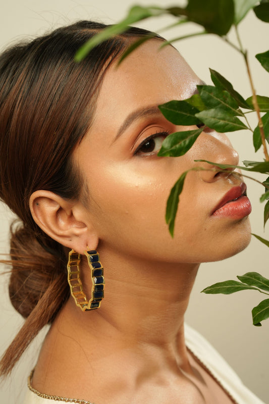 Golden Hoops With Stone