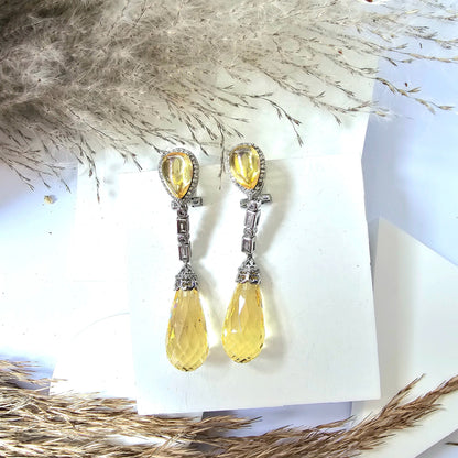 Crystal Stone Long Tassel Water Drop Earring