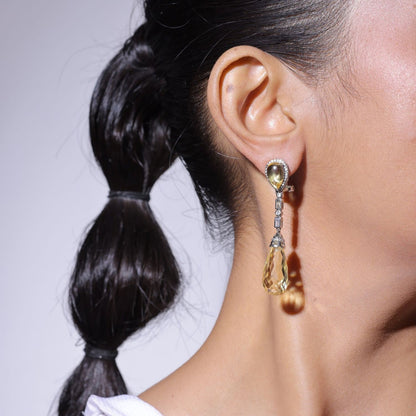 Crystal Stone Long Tassel Water Drop Earring