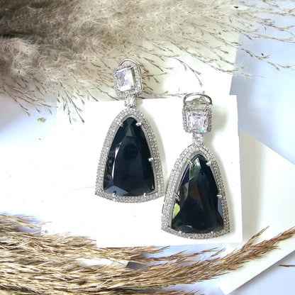 Cubic Zirconia Earring With Rhodium Plating