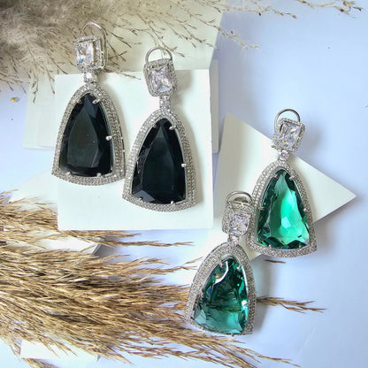Cubic Zirconia Earring With Rhodium Plating